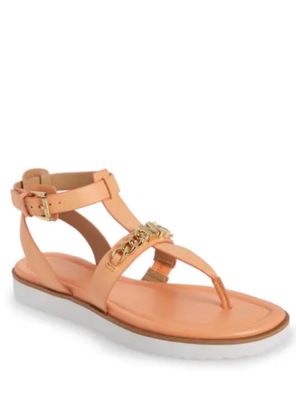 MICHAEL KORS Farrow Thongs Sandals Flat Sandals Peach Leather Size 8.5